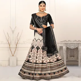 Black and White Embellished Lehenga Set