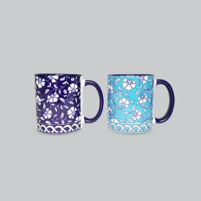 Blue Pottery Indigo & Turq Coffee Mugs Set of 2 (300 ml each)