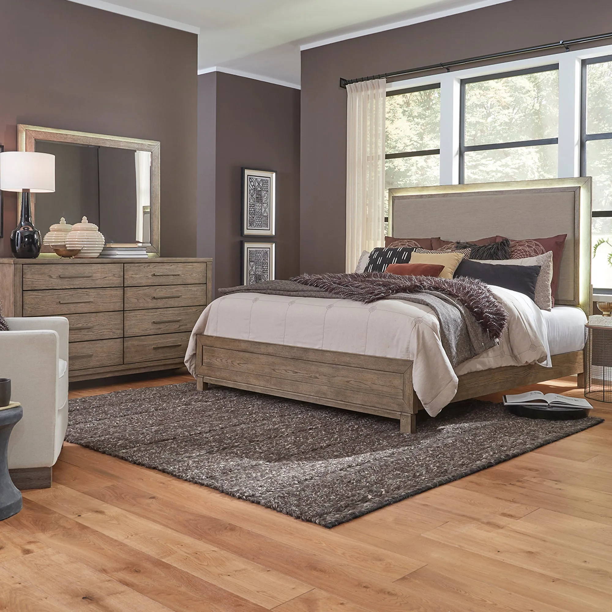 Canyon Road 876-BR-KUBDM King Uph Bed, Dresser & Mirror