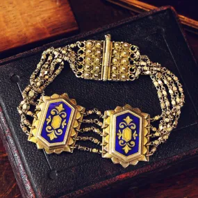 Continental Silver Gilt Filigree & Enamel Bracelet