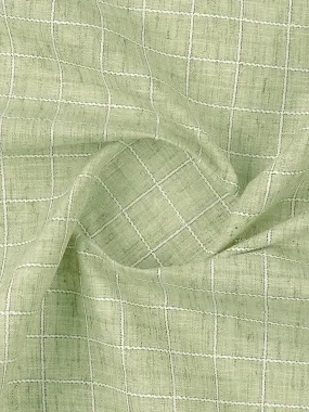 Cotton Rich Checked Green with White Shirt Fabric Galaxy Art