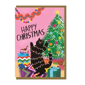 Earlybird: Greeting Card Happy Christmas Pink Cat