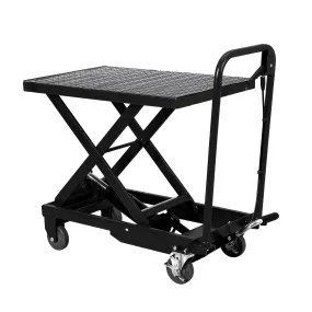 GARVEE Hydraulic Lift Table Cart, 1100lbs Capacity 33.5 Inch Lifting Height, Manual Single Scissor Lift Table with Non-slip Pad, Elevating Hydraulic Cart for Material Handling and Transportation, Black