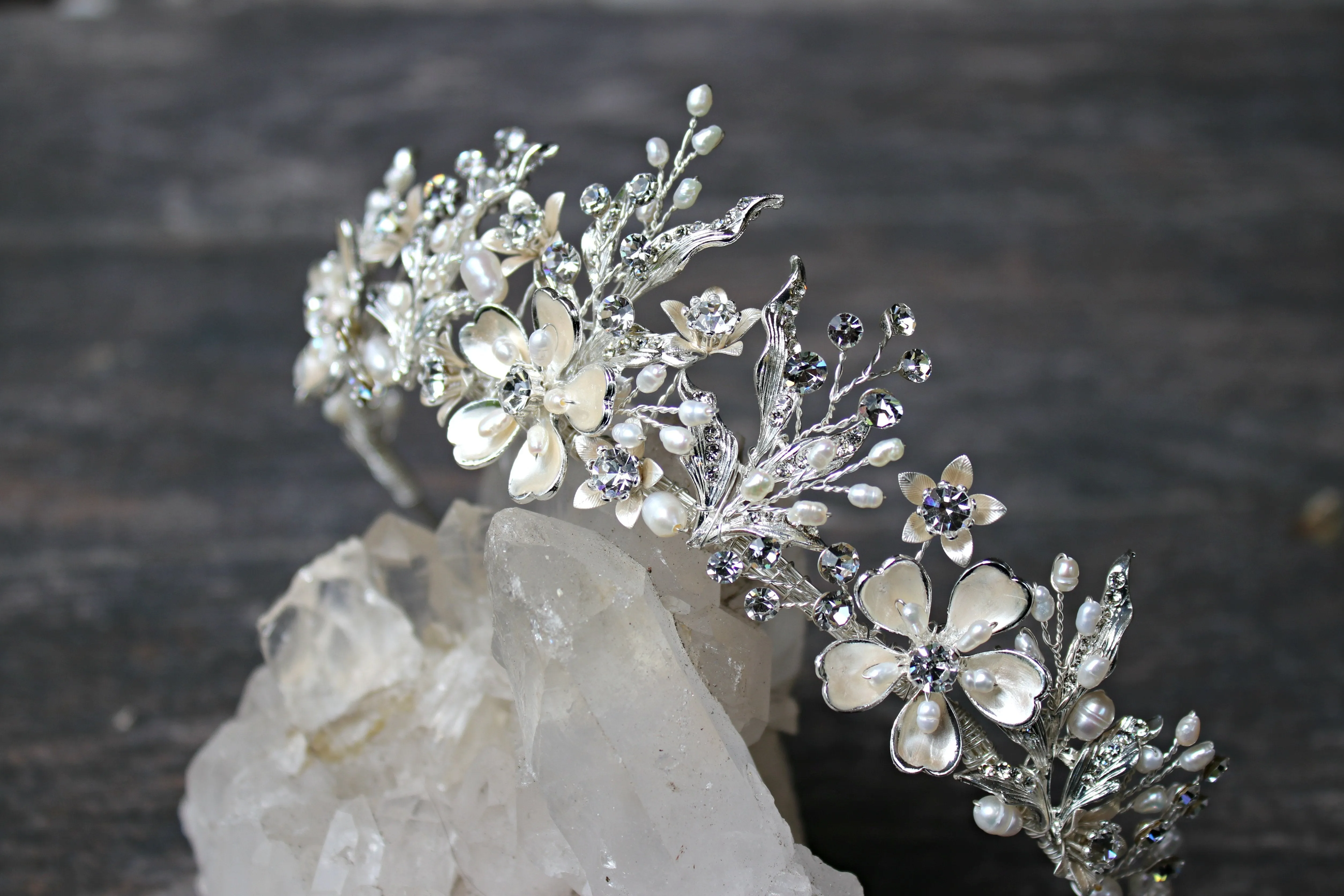 GENEVIEVE Tiara and Earrings Set with Citrine, Blue Topaz and Amethyst Briolettes