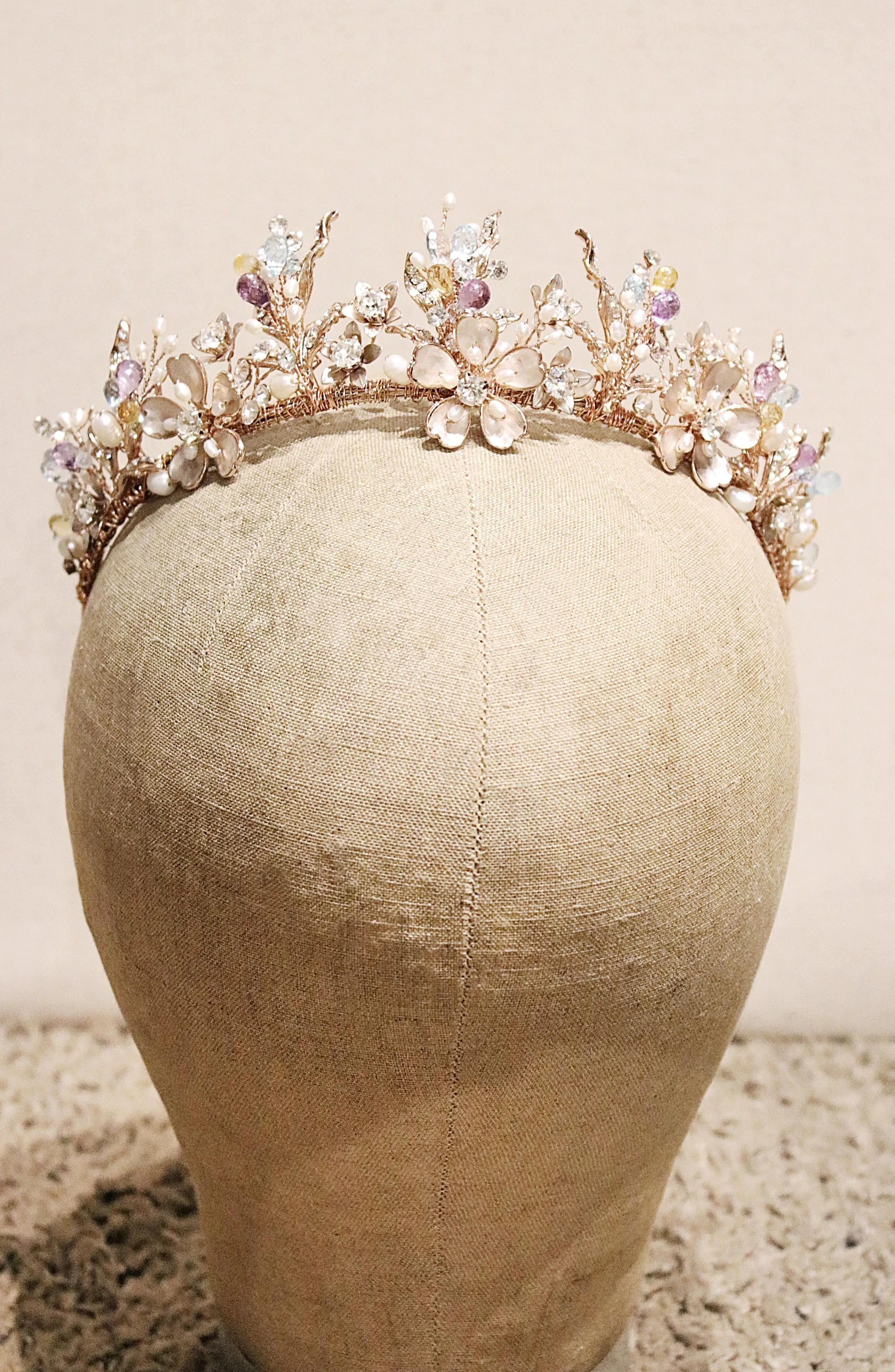 GENEVIEVE Tiara with Genuine Citrine, Blue Topaz and Amethyst Briolettes