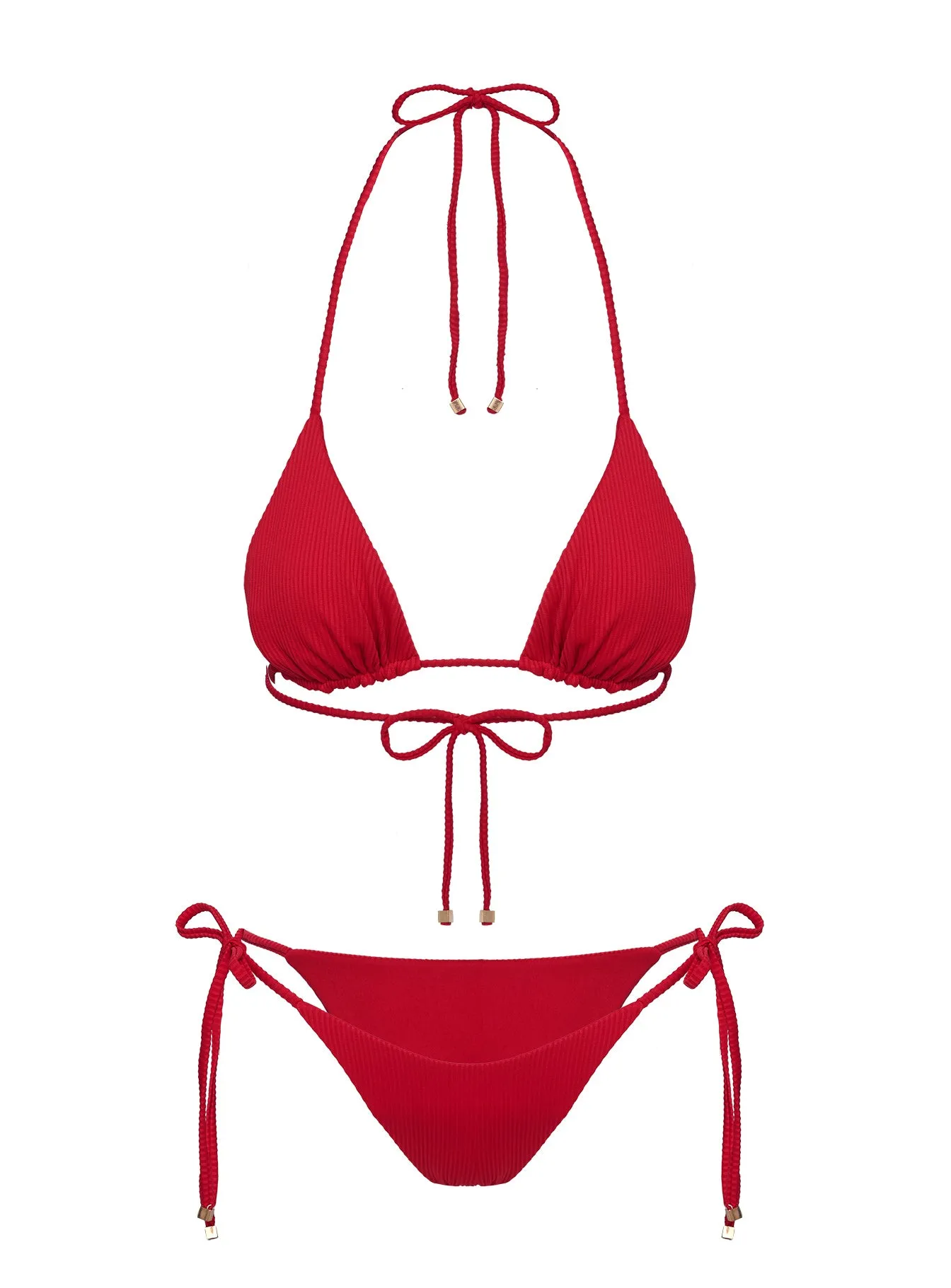 Glora Tie Side Ribbed Bikini Bottom Red