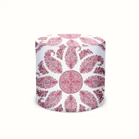 Indoor/Outdoor Pouf in Peter Dunham Textiles Samarkand Raspberry/Sky