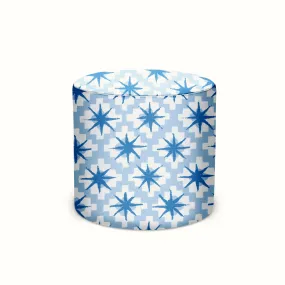 Indoor/Outdoor Pouf in Peter Dunham Textiles Starburst Indigo/Sky