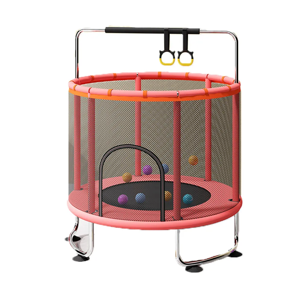 Kid's large trampoline for indoor and outdoor use with handrail silent design safety enclosure netsuitable for kids family use