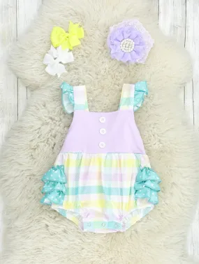 Lavender & Yellow Plaid Ruffle Bubble