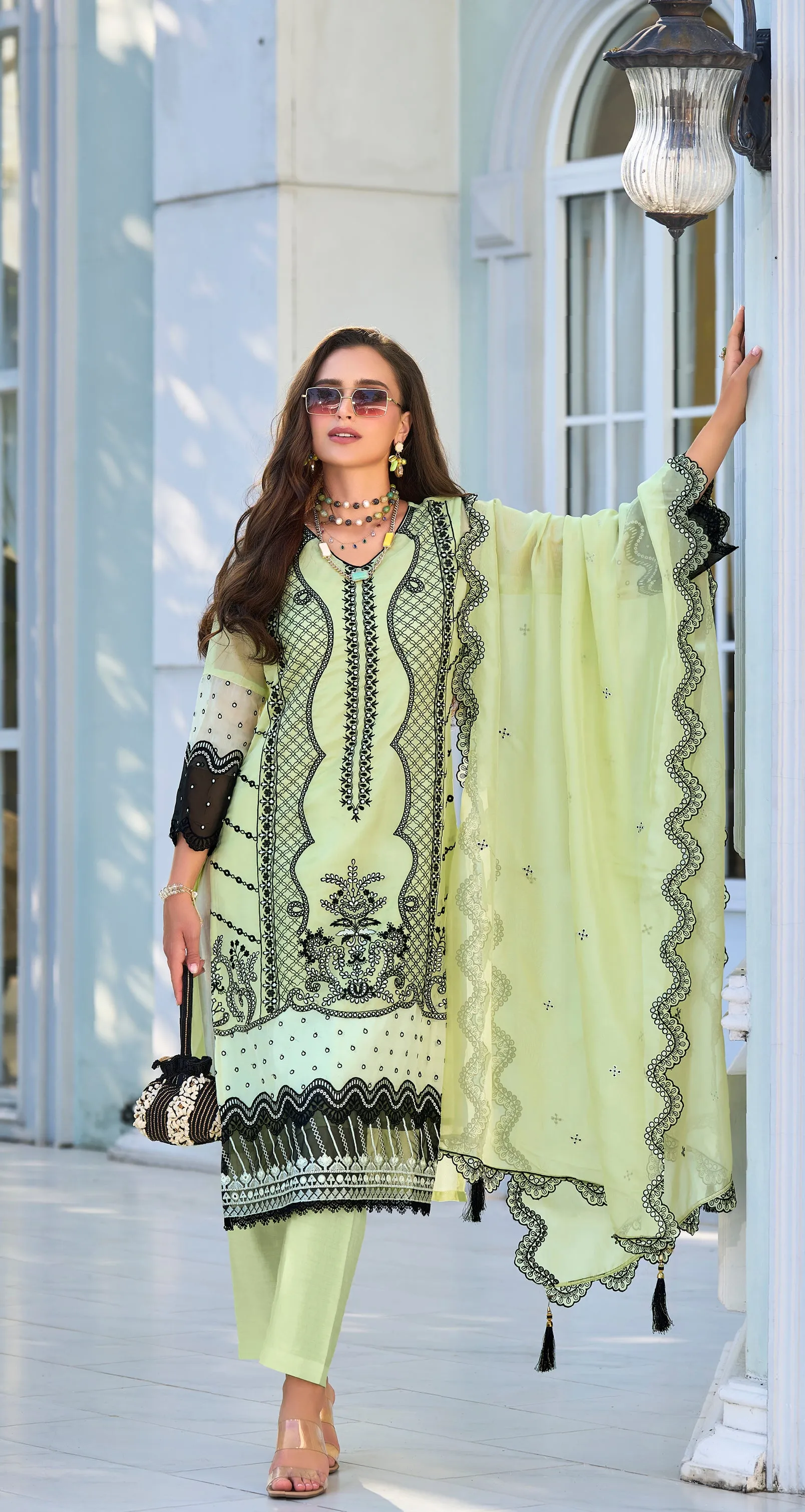 Neelima Mint Full Embroidered Heavy Pakistani Suit Set