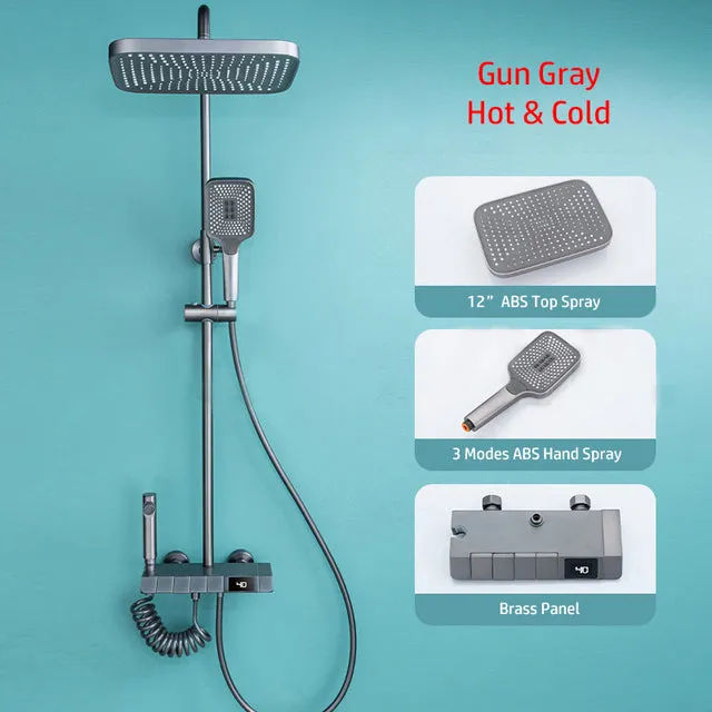 Rainfall Tap Shower Faucet Bathroom Digital Bath Showers System Set