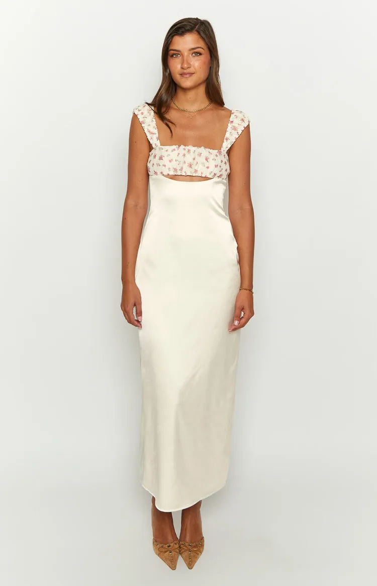 Yolandah Cream Chiffon Maxi Dress